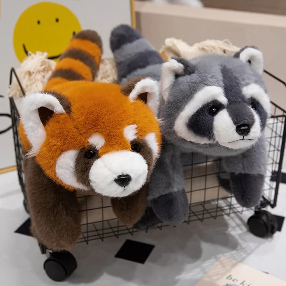 Farcito sdraiato volpe procione Panda rosso peluche Toyss cartone animato dormire placare cuscini animali soffici bambole regali di compleanno adorabili