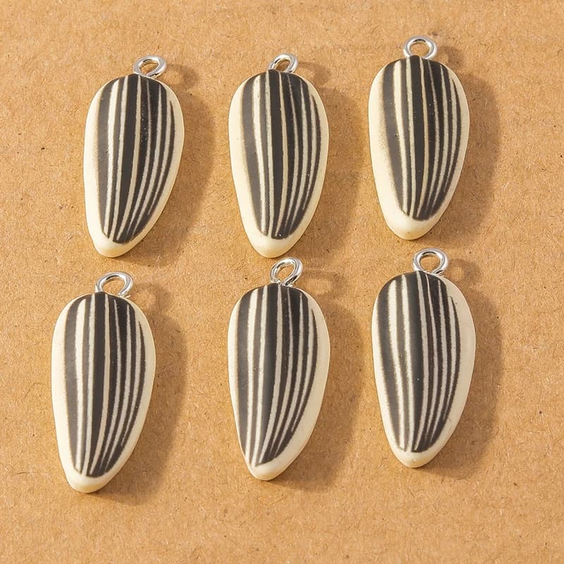 10pcs Cute 3D Simulated Sunflower Seeds Charms Vegetable Fruit Pendants for Making Earrings Necklace DIY kid's Jewelry Gifts