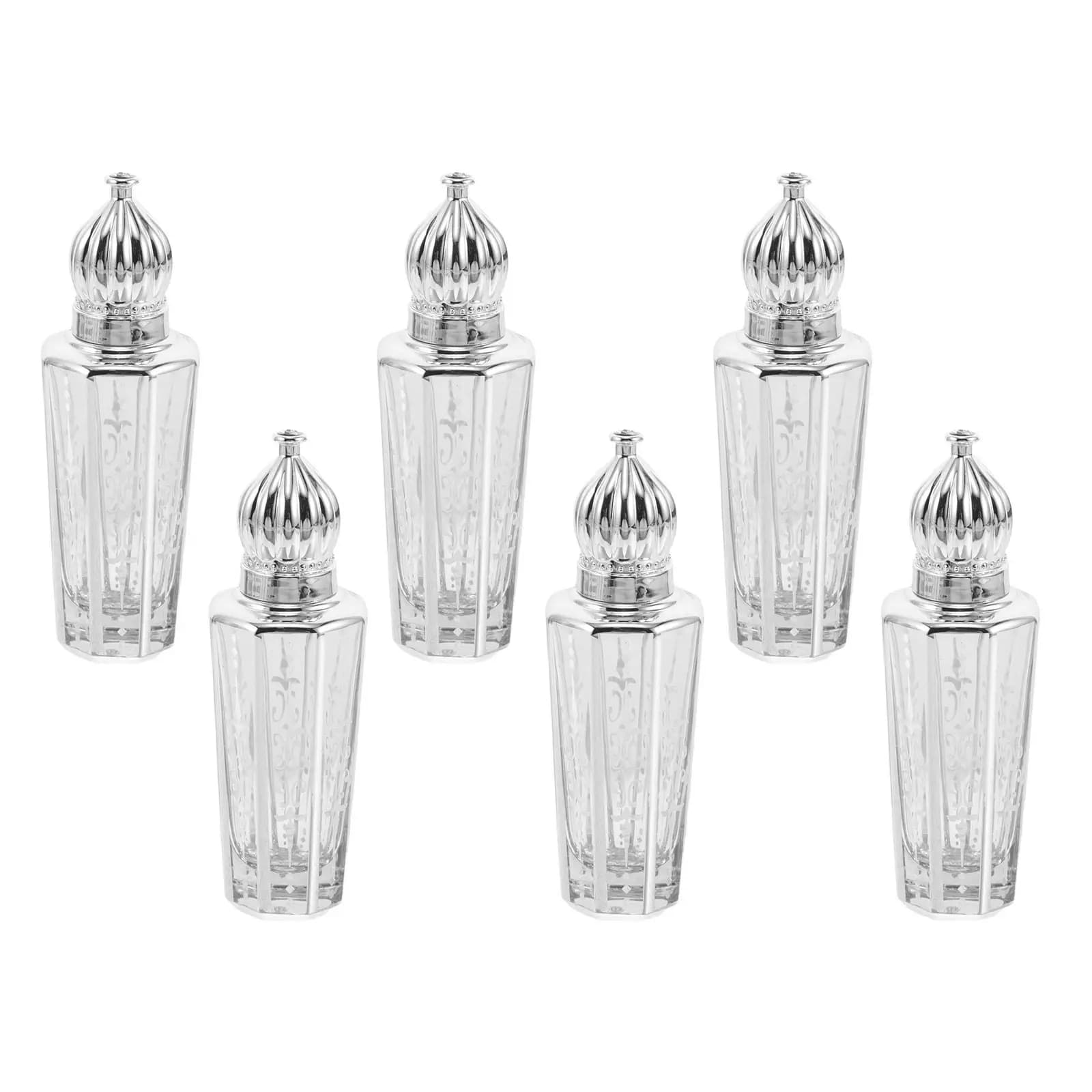 6 flaconi con rullo in vetro elettrolitico argentato da 15 ml per oli, fiale per profumo con tappo a rullo, contenitori ricaricabili per oli essenziali da viaggio