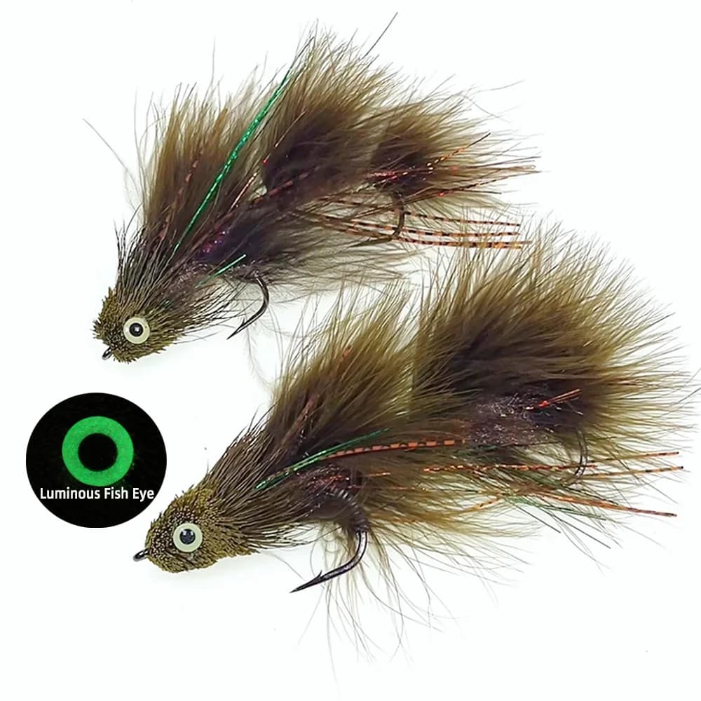 1 pz/2 pz Taglia S L Esche da Pesca a Mosca Articolate in Pelo di Cervo con Ami Aberdeen Robusti per Trota, Spigola, Luccio e Acqua Salata