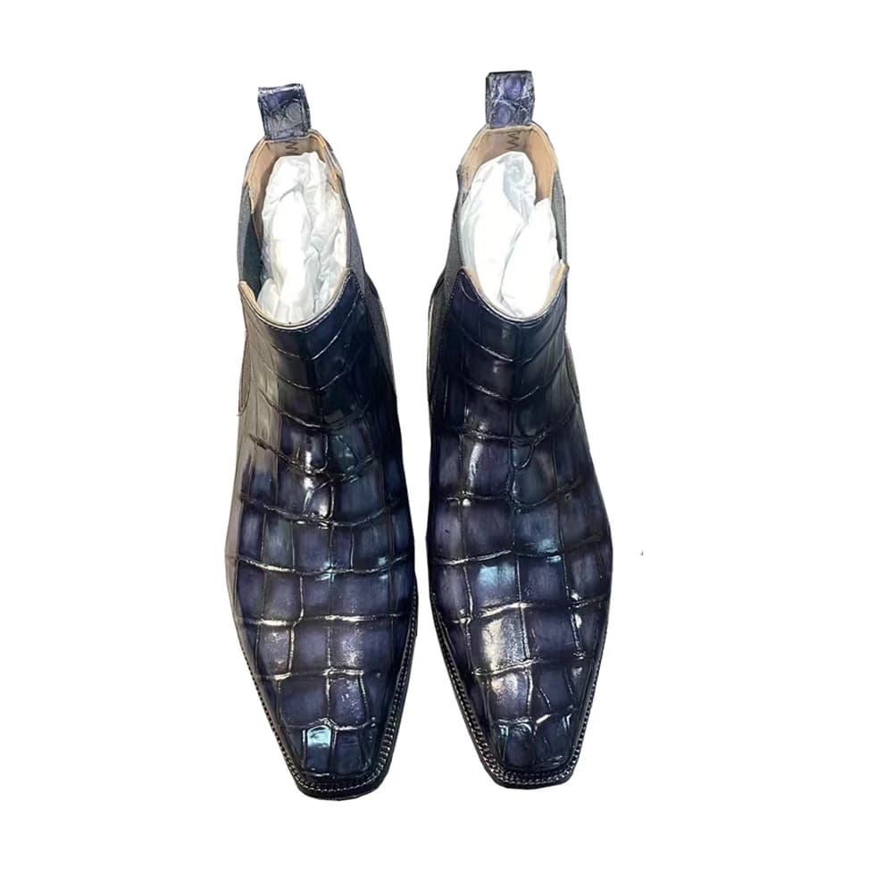 zhaodaili uomo scarpe in coccodrillo stivali maschili blu pennello colore invernale