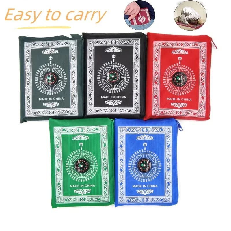 Portable Prayer Rug Waterproof Muslim Travel Prayer Mat with Compass, Lightweight Islamic Gift for Ramadan, Carpet for Men Women