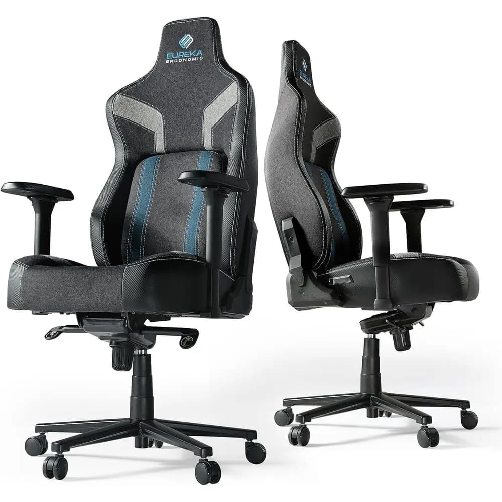 Sedia da Gaming Ergonomica con Supporto Lombare, Cuscino Seduta Spesso 11 cm, Stile Racing per Adulti, Blu