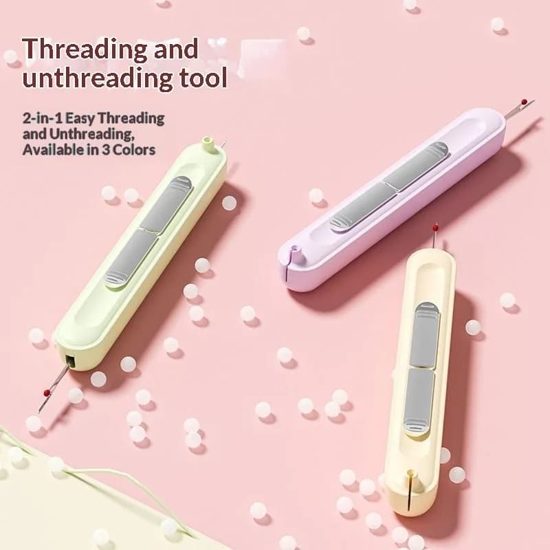 3 Pack Retractable Needle Threader Seam Ripper Kit Portable Hand Sewing Tool for Elderly DIY Embroidery