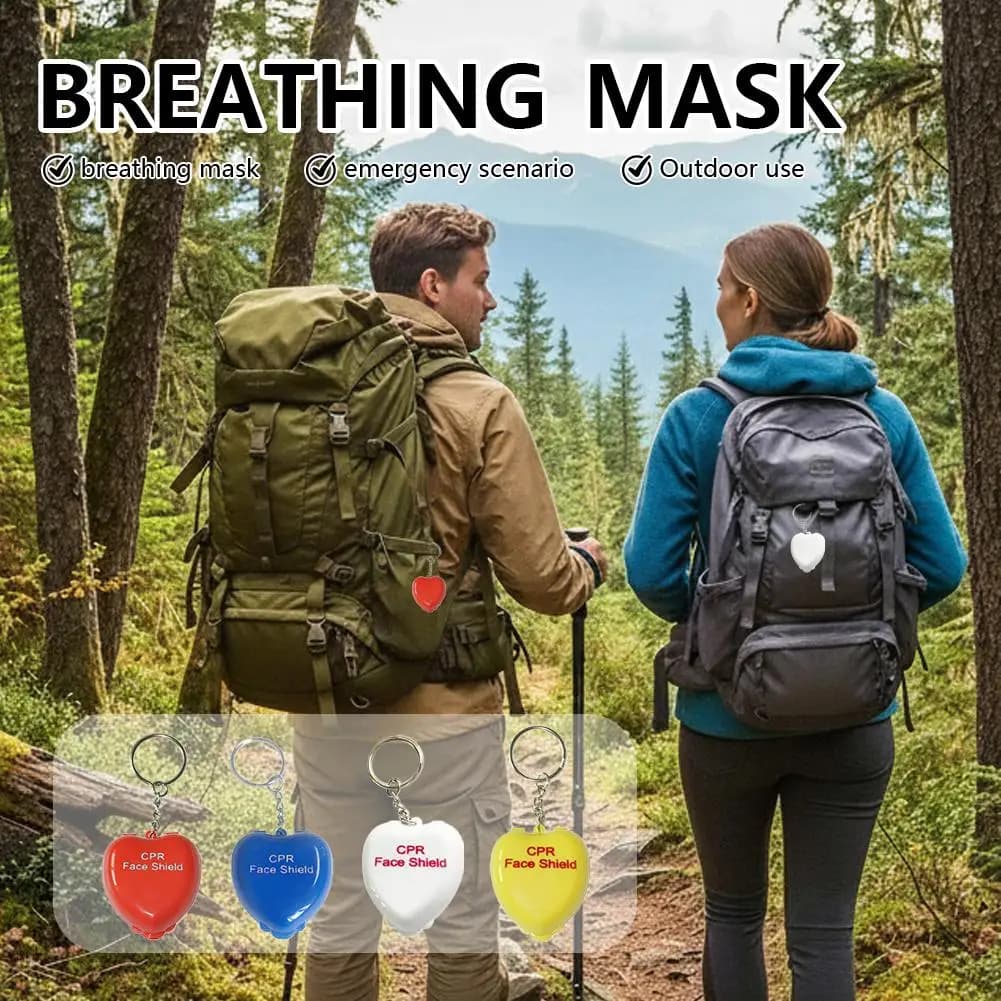 Maschera di Soccorso CPR, Rianimatore Tascabile per Adulti/Bambini, Kit con Custodia Rigida e Clip da Cintura, Attrezzatura di Primo Soccorso per Campeggio e Escursionismo