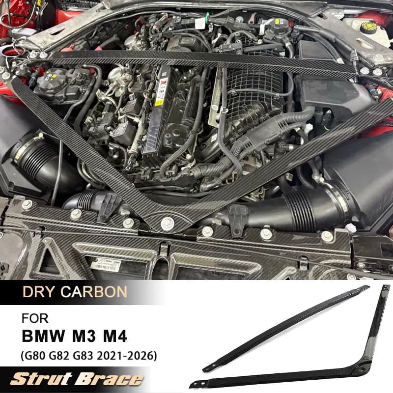 Car Engine Bonnet Hood Strut Brace Bar for BMW G80 M3 G82 G83 M4 2021-2026 Engine Tripod Trim Strut Bar Prepreg Dry Carbon