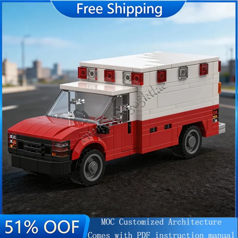 352 PCS Rescue Ambulance Vehicle Model Model Building Blocks Children Educational Assembly Toys Birthday Creative Display Gifts