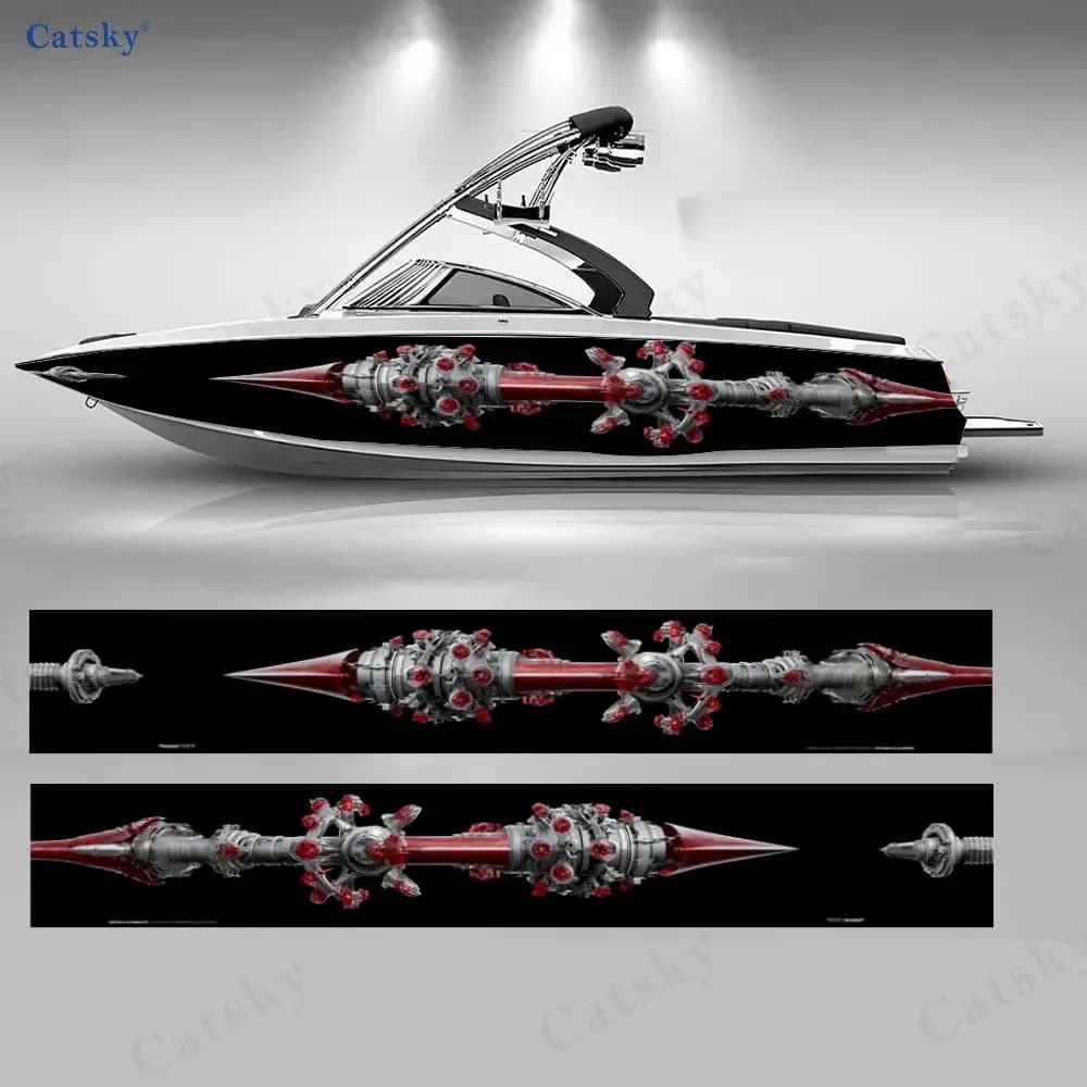 2Pcs Blazing Anchor Blade Boat Stickers, PVC Waterproof Durable Vinyl Wrap Decals for Fishing Boats, Durable and Stylish Design