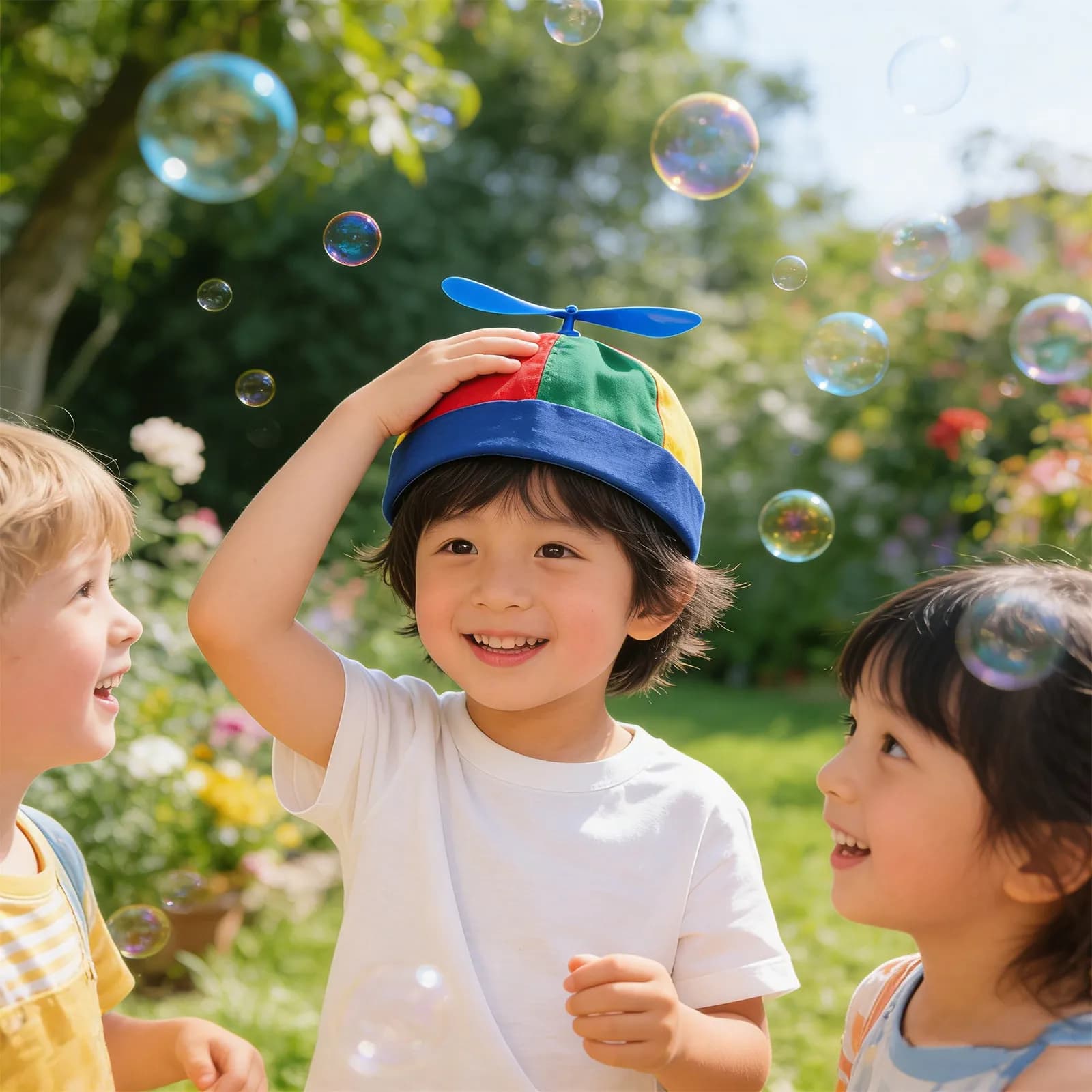 Detachable Dragonfly Propeller Hat for Kids Adjustable Colorful Baseball Cap Summer Beach Outdoor Play Pinwheel Helicopter Hat