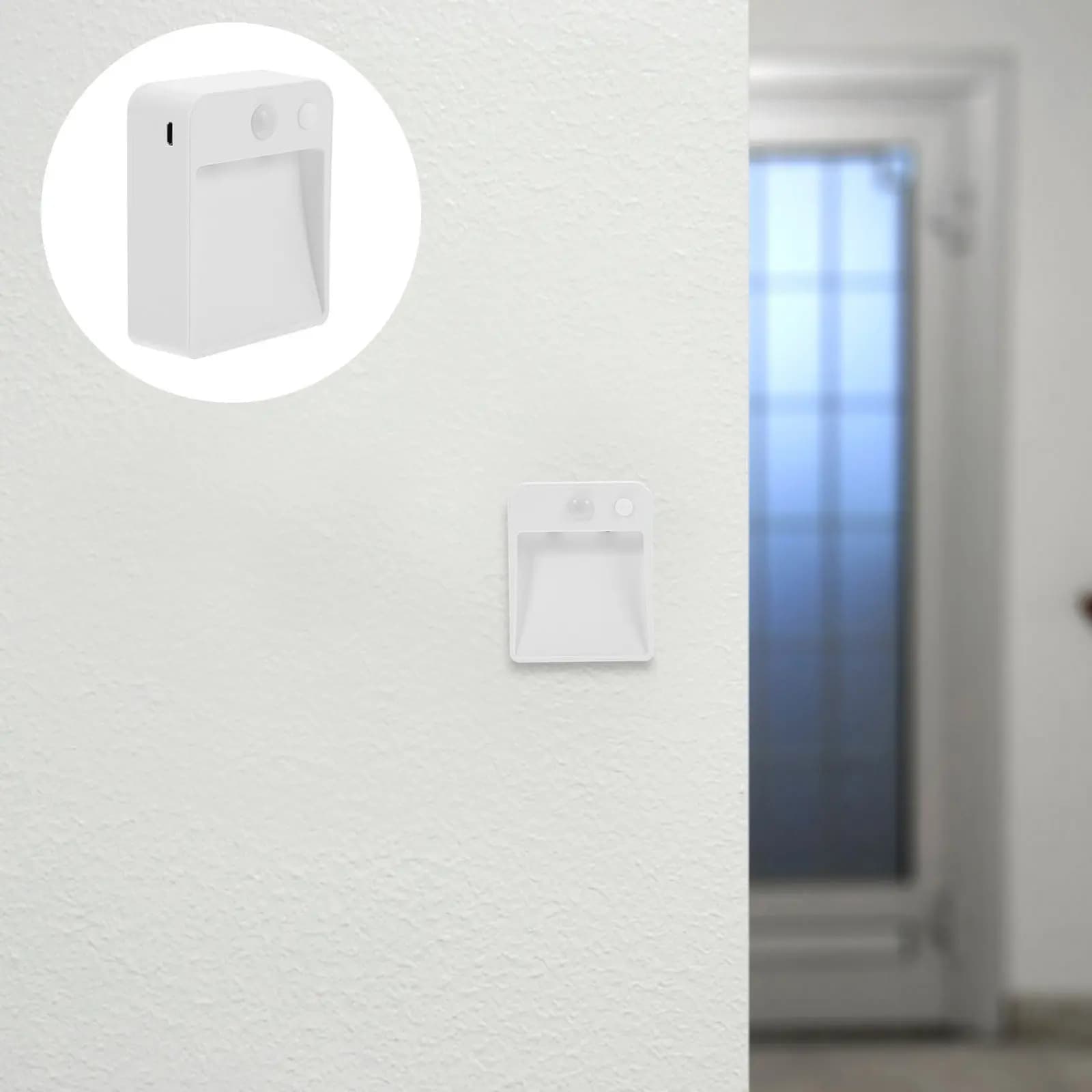 Luce Notturna Quadrata con Sensore di Movimento per Uso Interno ed Esterno, Spegnimento Automatico, Lampada da Parete a Risparmio Energetico per Garage