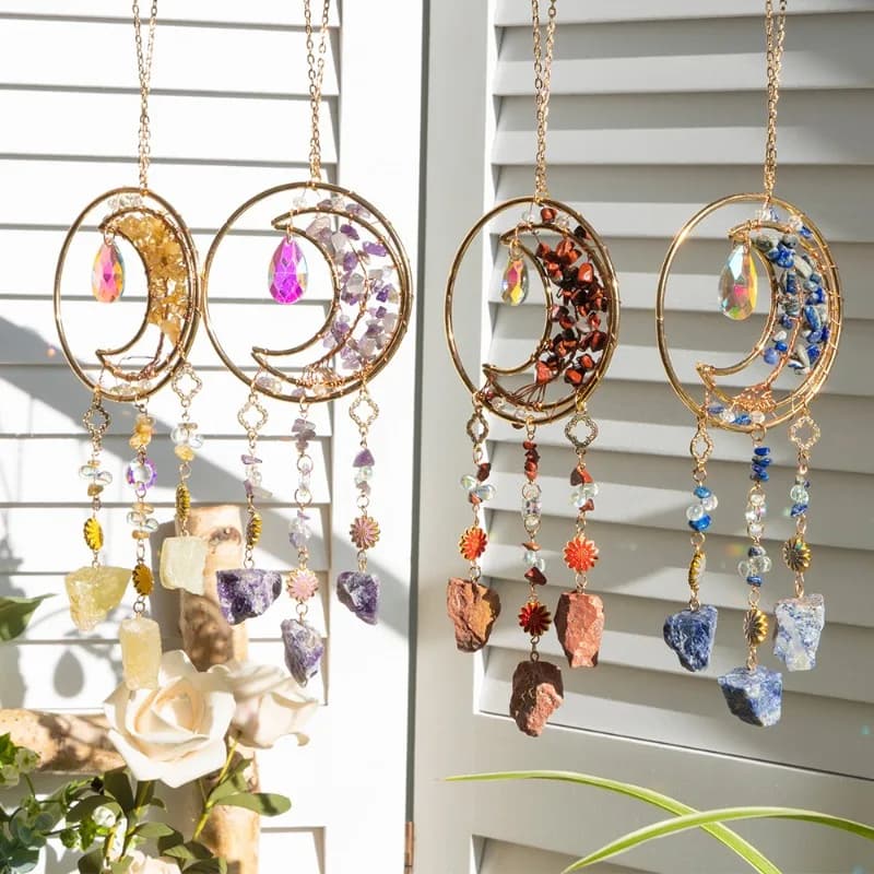 2026 New Natural Agate Crystal Chips Dreamcatcher Tree of Life Wind Chime Pendant Birthday Party Gift Idea Home Decoration