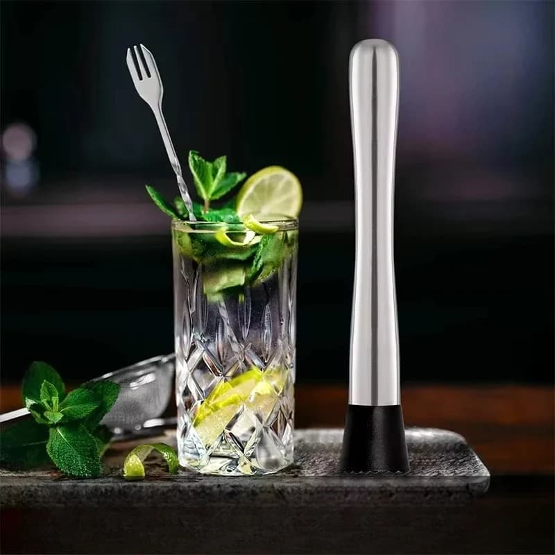 Muddler da cocktail in acciaio inossidabile da 10 pollici Bar professionale Muddler da cocktail Shaker Cucchiaio da miscelazione Accessori da bar Home Bar