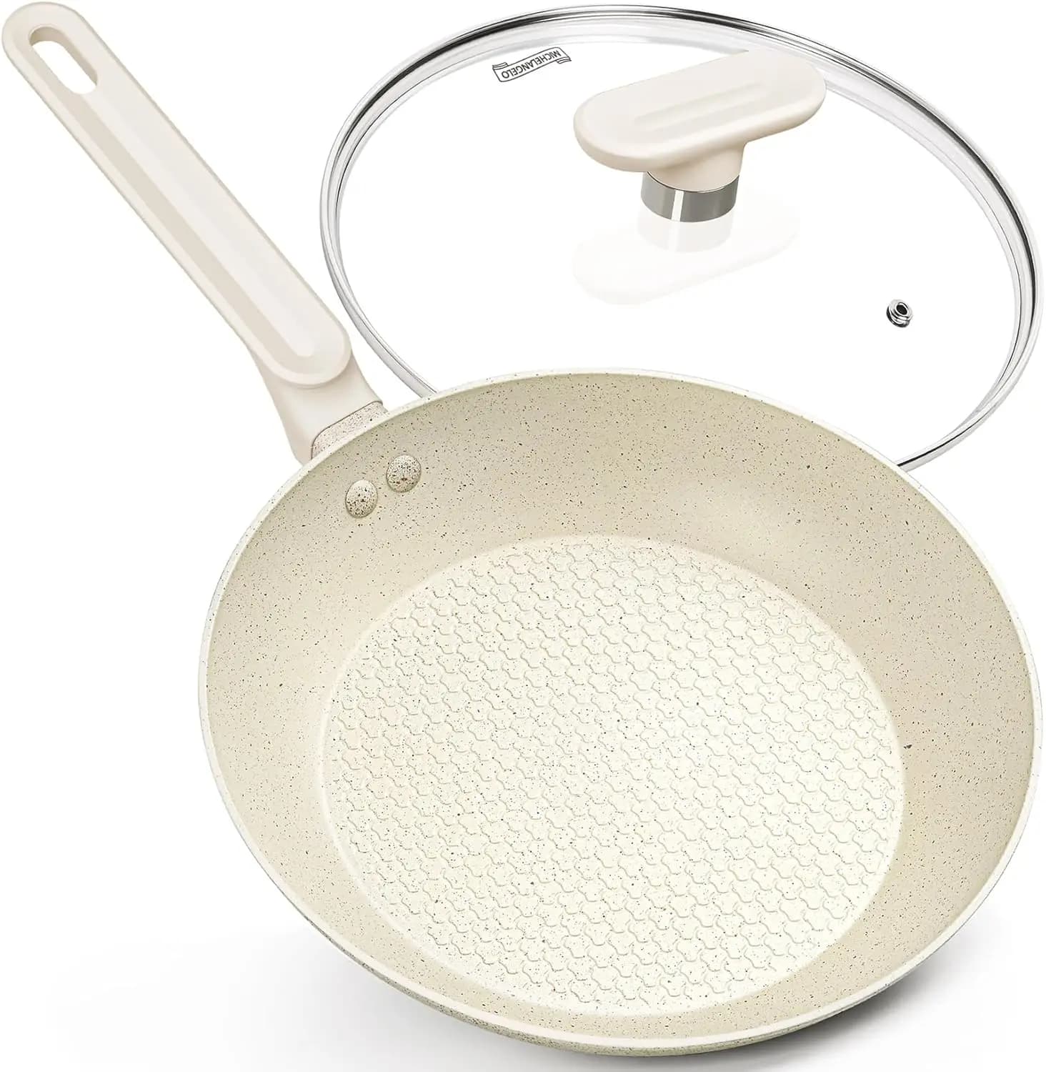 MICHELANGELO Non-stick Frying Pan with Lid Granite Non-stick Coating Scald-proof Handle Suitable for Induction Cookers