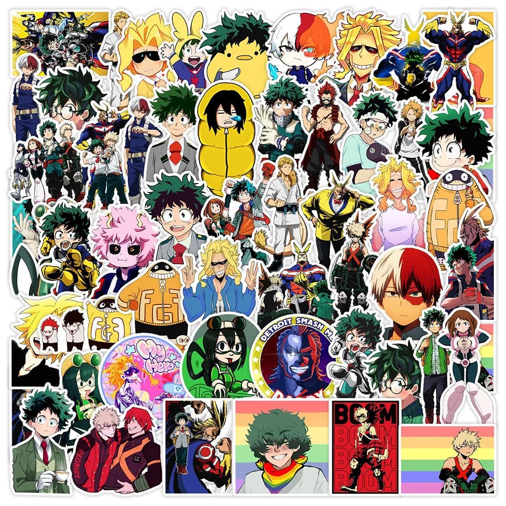 10/30/50/100 Pezzi Adesivi My Hero Academia Anime Deku, Adesivi Impermeabili per Notebook, Telefono, Valigie, Graffiti Cartoon