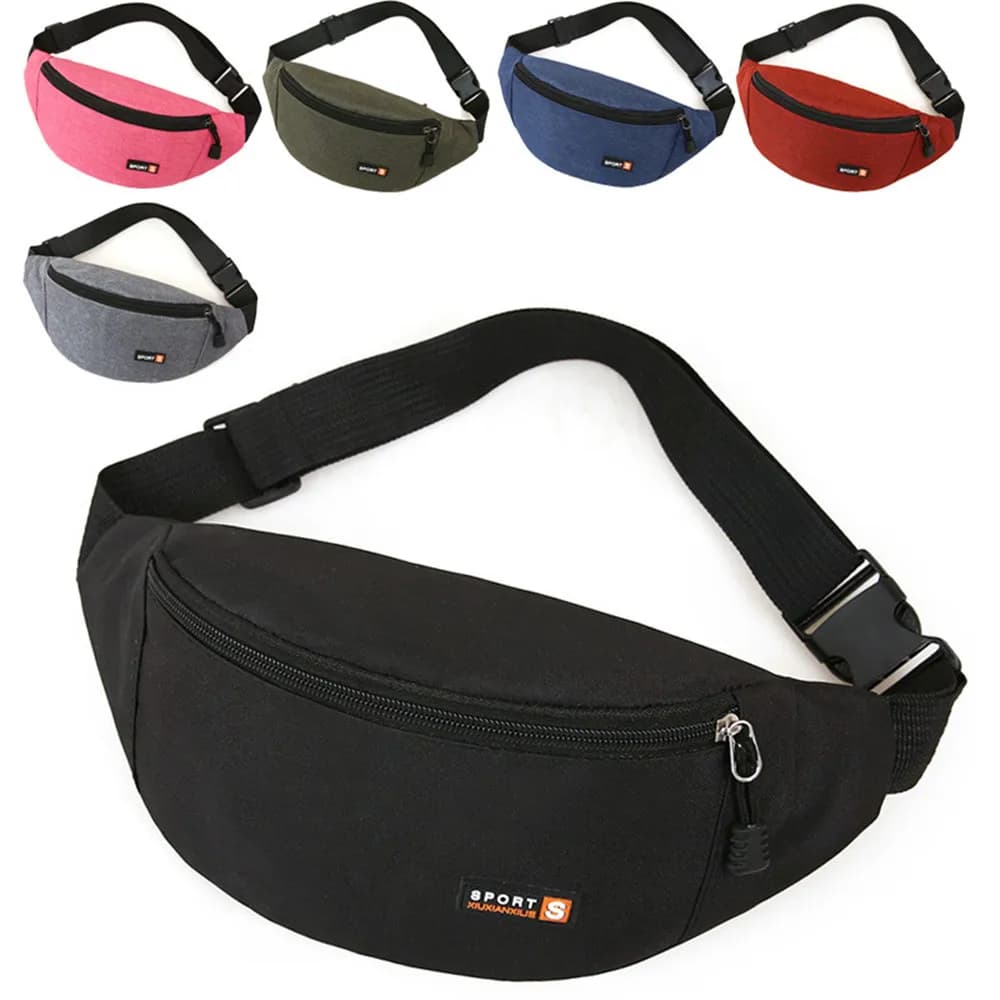 Men Women's Waist Bag Zippered Waist Bag Sport Run Waist Bag Fashion Waist Bag Bag for Women's Phone Waist Bag