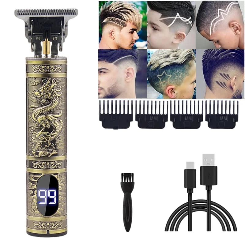 T9 Electric Hair Clipper IPX7 Waterproof 4 Guide Comb Cleaning Brush USB Wire Cordless Rechargeable Beard Trimmer for Shower Use
