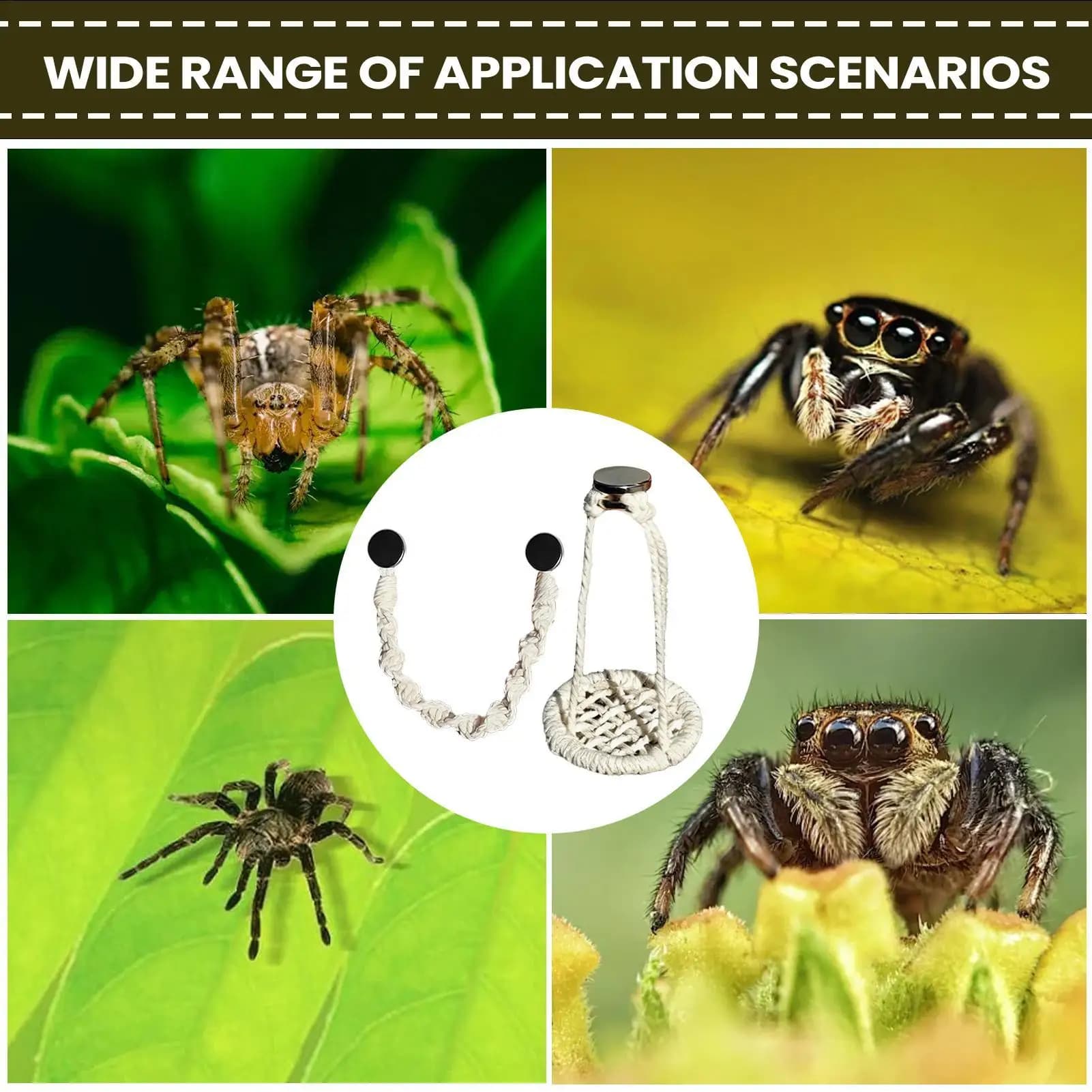 2-piece Jumping Spider Decoration Natural Cotton Waist Handmade Swing Accessories for Jumping Spider Fence for Camping Walks