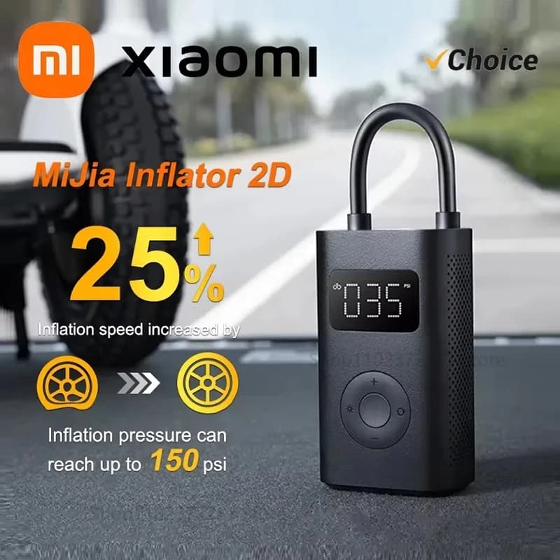 NUOVO Compressore d'Aria Portatile Xiaomi Inflatable Treasur 2D 2000mAh, Pompa Gonfiabile 2D per Biciclette, Auto, Moto e Palloni