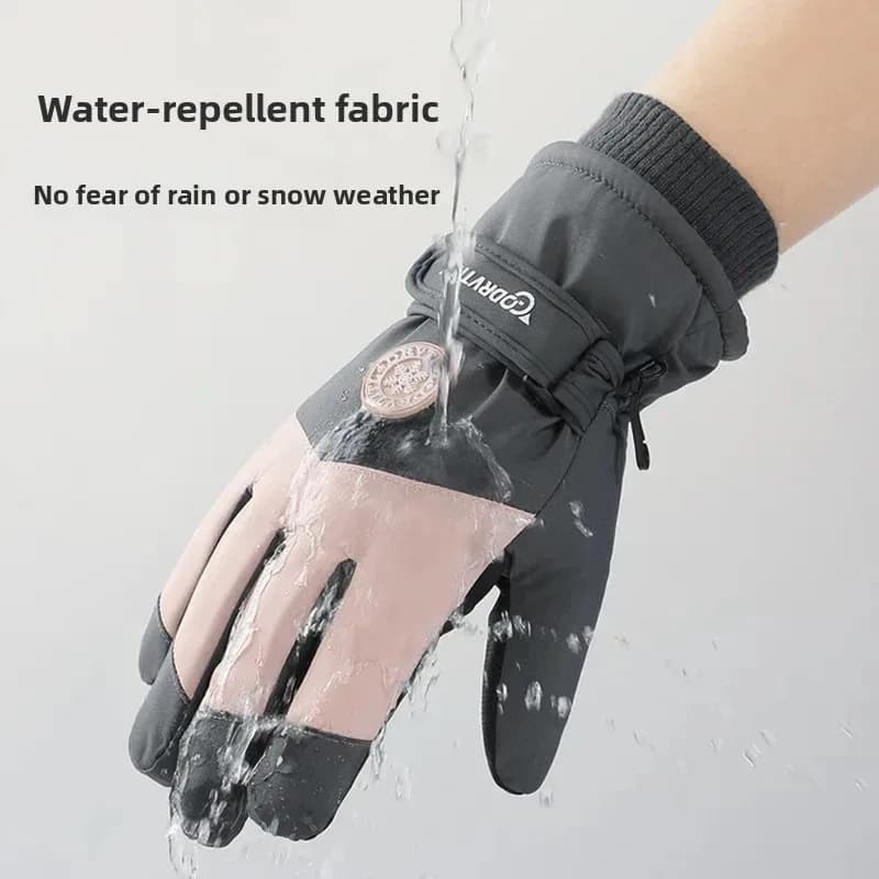 Guanti da equitazione per moto invernali da uomo e donna, in pile ispessito, impermeabili, antivento, touchscreen, guanti da sci caldi per bici elettrica