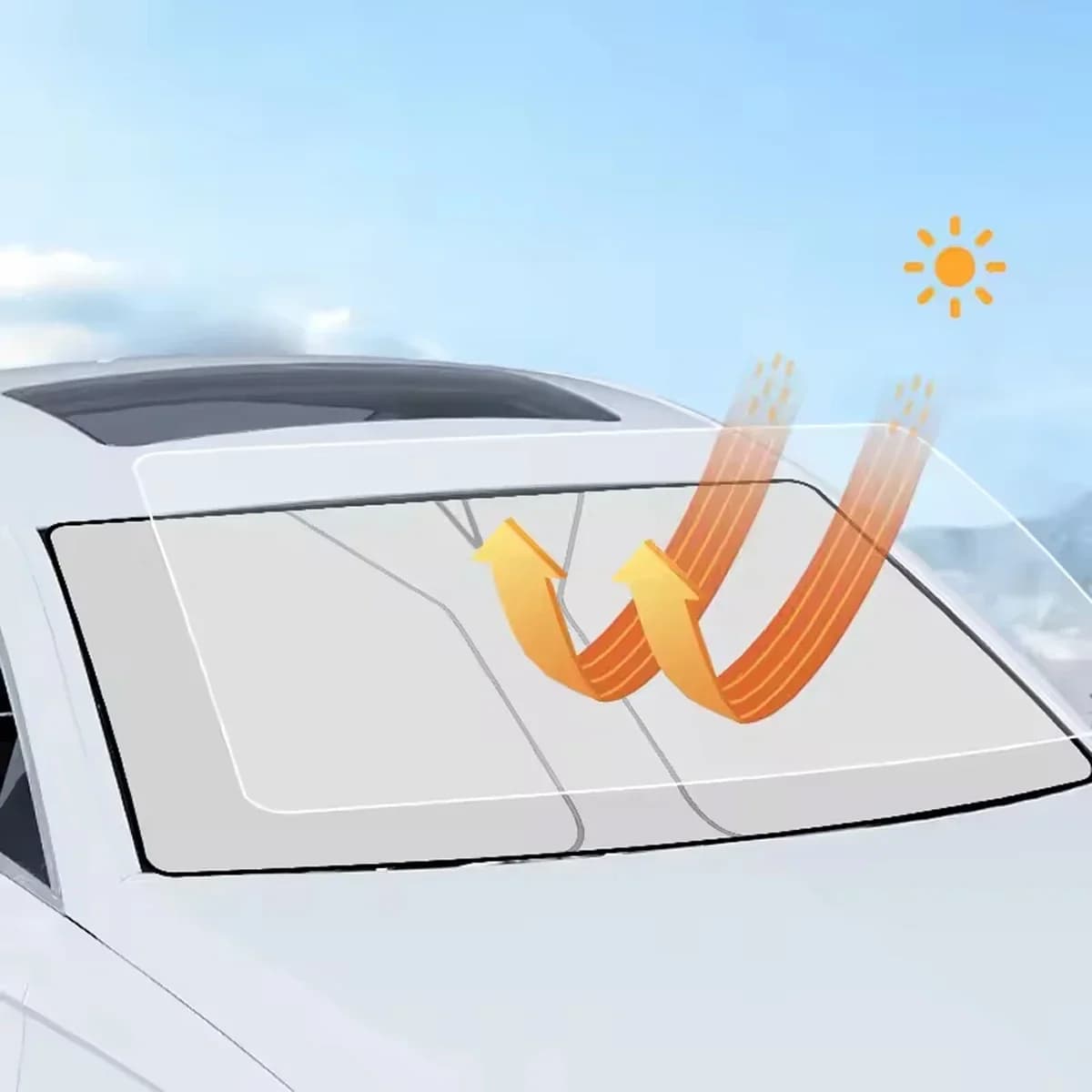 Car Windshield Sun Shade Cover Front Window Sun Visor Protection Foldable Car Curtains for Summer Cooling UV Refletive