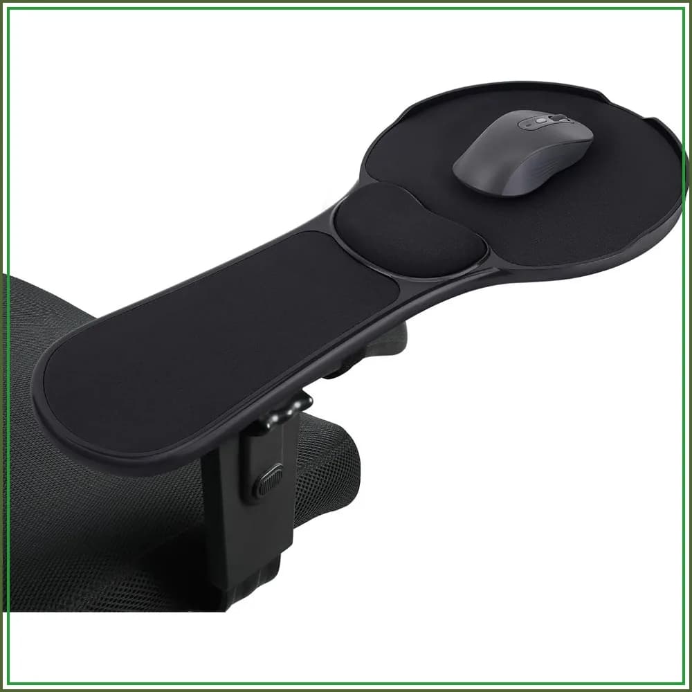 Upgraded Ergonomic Arm Rest Mouse Pad for Chair, Adjustable Mouse Tray with Wrist Cushion, Black