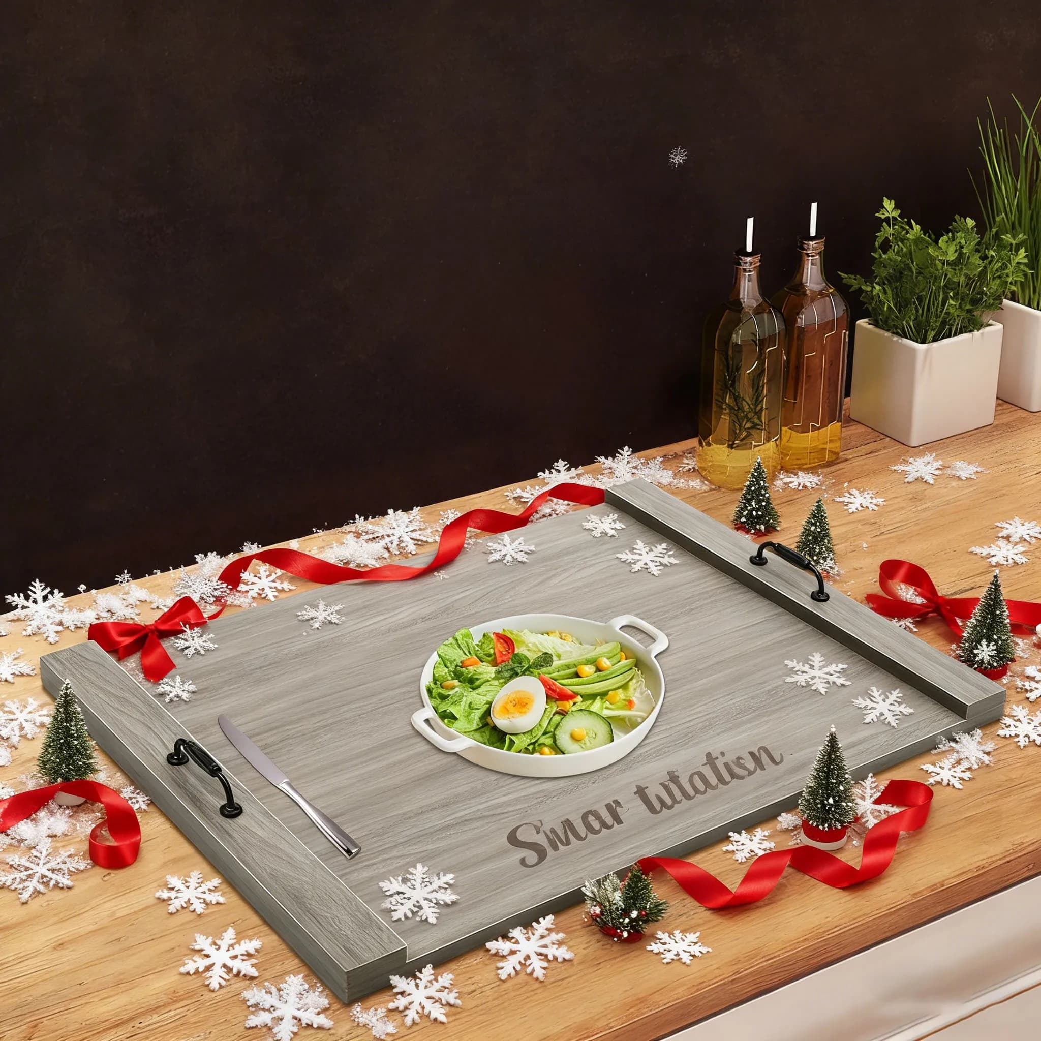 Coperchio superiore per fornello da 30"×22", vassoio da cucina in legno massello di melamina con manici, controsoffitto extra per fornelli elettrici a gas