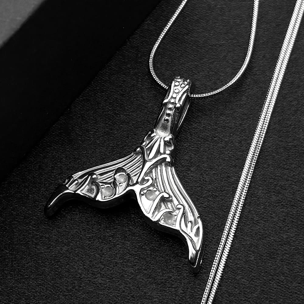 Whale Tail Pattern Pendant Necklace For Women Men Stainless Steel Silver Color Hiphop Male Party Wedding Choker Jewelry Gifts