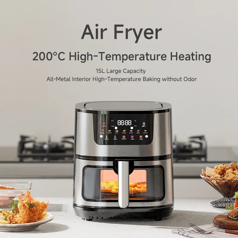 15L Large Capacity Air Fryer Oven Multi-Function Visible Baking Electric Stainless Steel Oven