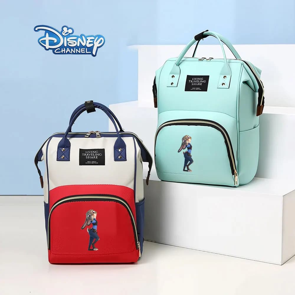 Grande Zaino Tematico Disney Zootopia per Mamme, Borsa Porta Bebè in Nylon per Viaggi e Oggetti Essenziali Quotidiani