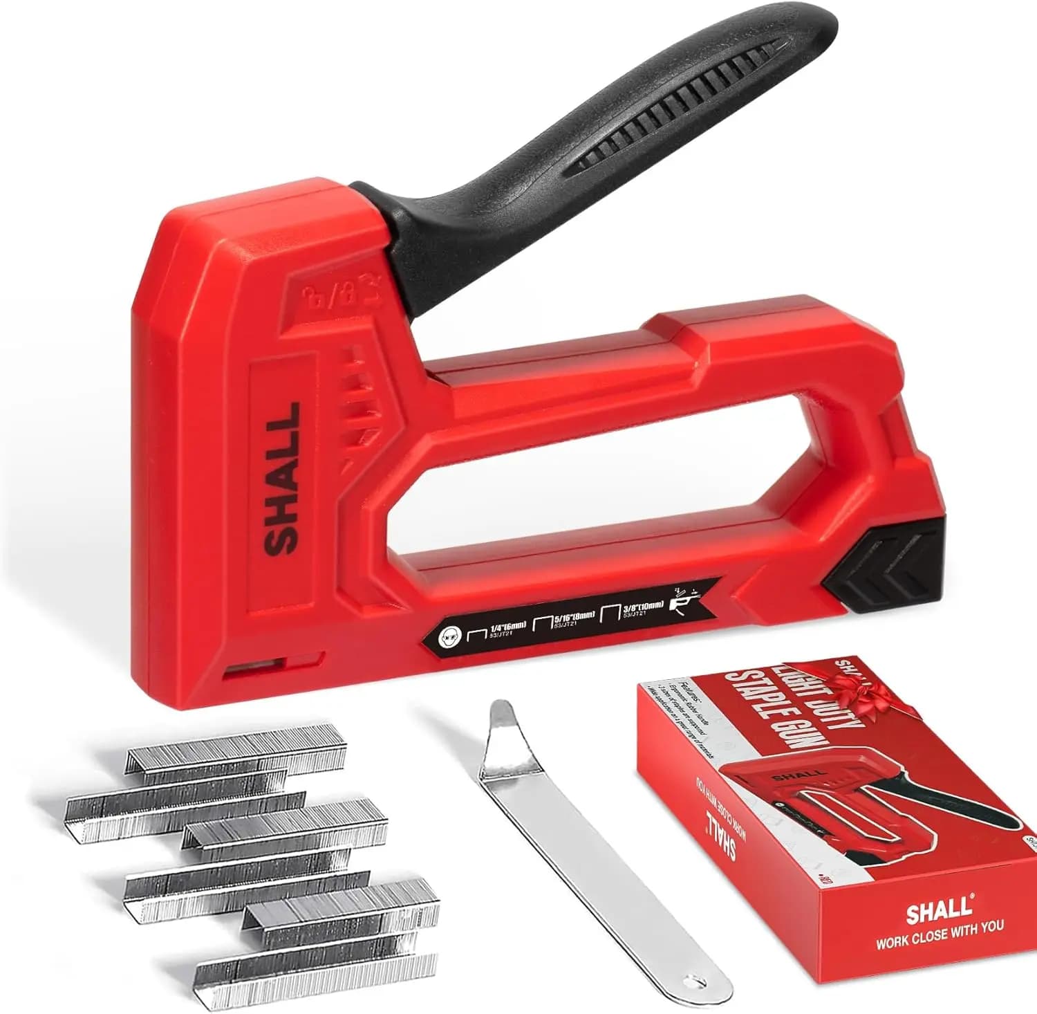 Pistola sparapunti leggera per legno, pistola sparapunti per tappezzeria con 1600 punti metallici JT21 (1/4, 5/16, 3/8 pollici) e estrattore di punti metallici, puntatrice per tessuti per artigianato, fai da te, decorazioni