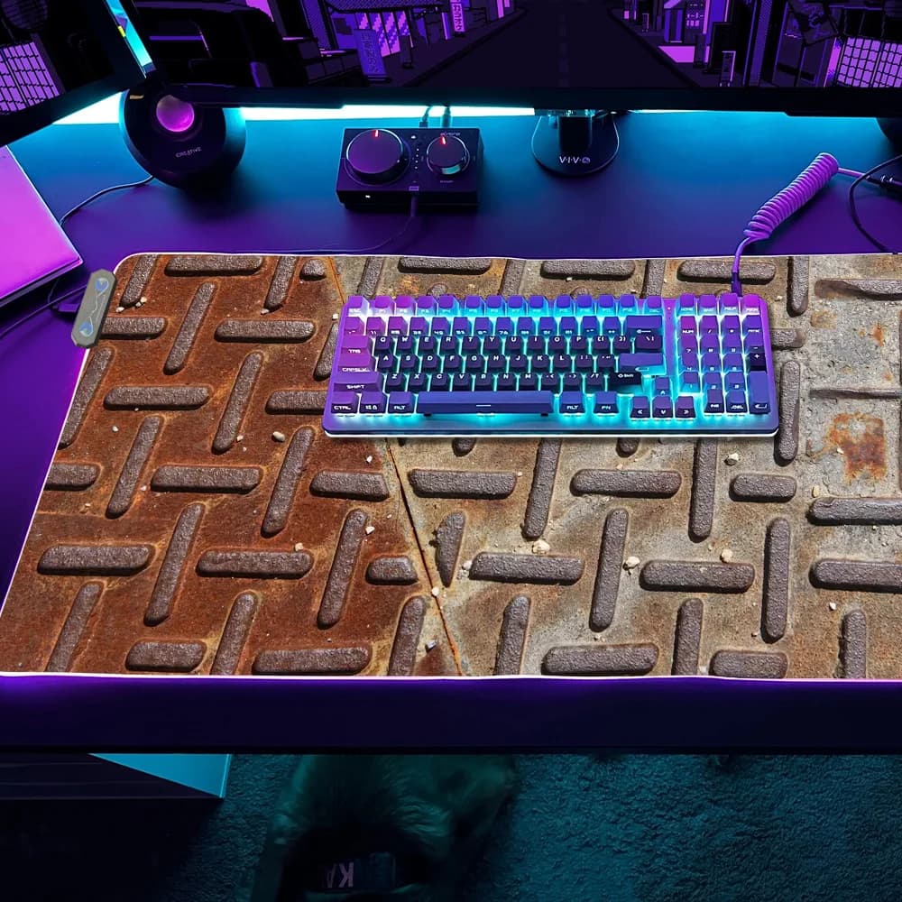 Tappetino per Mouse da Gaming in Ferro Arrugginito, Tappetino LED RGB da Scrivania, Tappetini da Tavolo con Retroilluminazione Micro USB, Tappetino da Scrivania XXL in Gomma