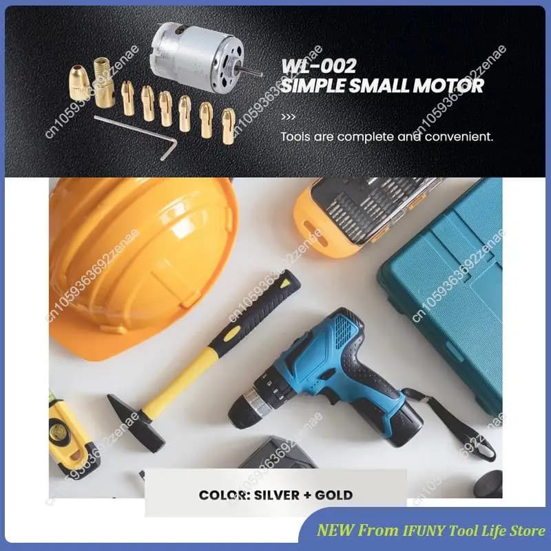 1Pc Dc 12V 500Ma Mirco Motor With 6Pcs 0.5-3.2Mm Drill Collet Electric Pcb Tool Set New