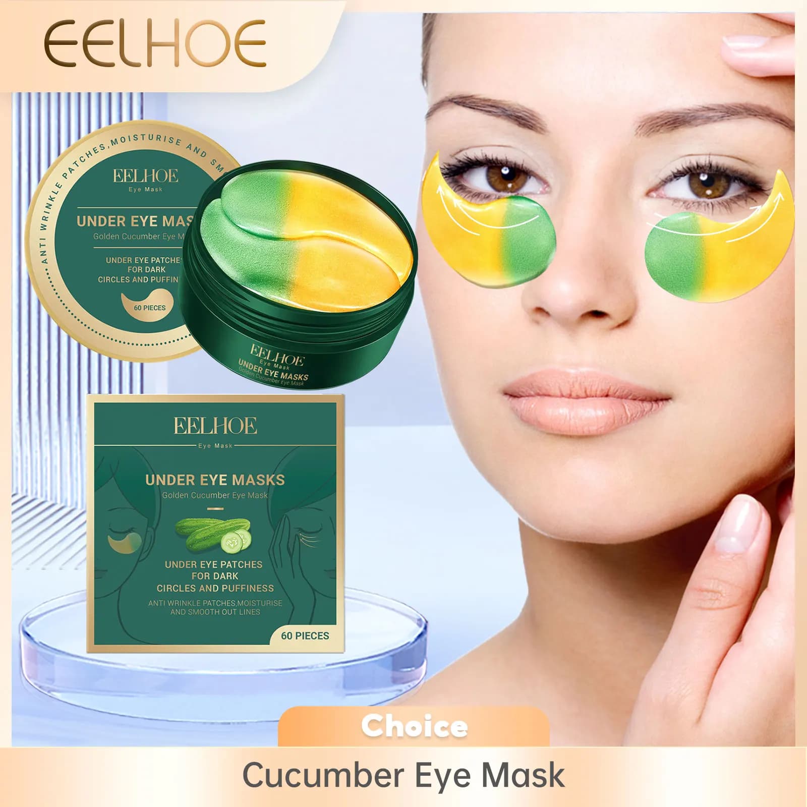 Cucumber Eye Mask Lightening Dark Circles Removal Eye Bags Firming Lifting Eye Patches Moisturizing Reduce Fine Lines Eye Care