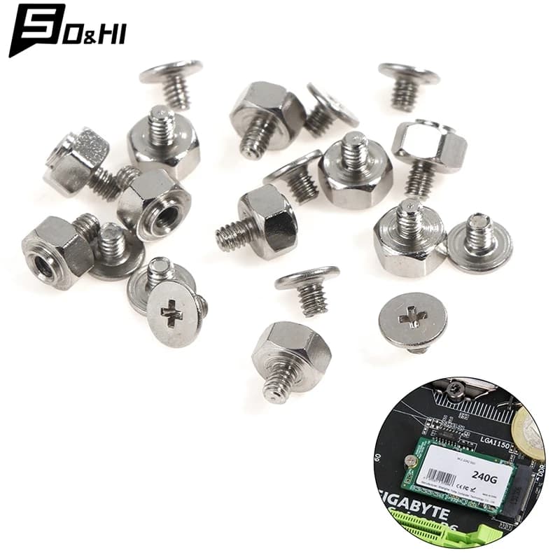 10set di kit di montaggio manuale Stand Off vite dado esagonale per scheda madre SSD M.2 A-SUS argento per Computer di riparazione Fix per Notebook portatile
