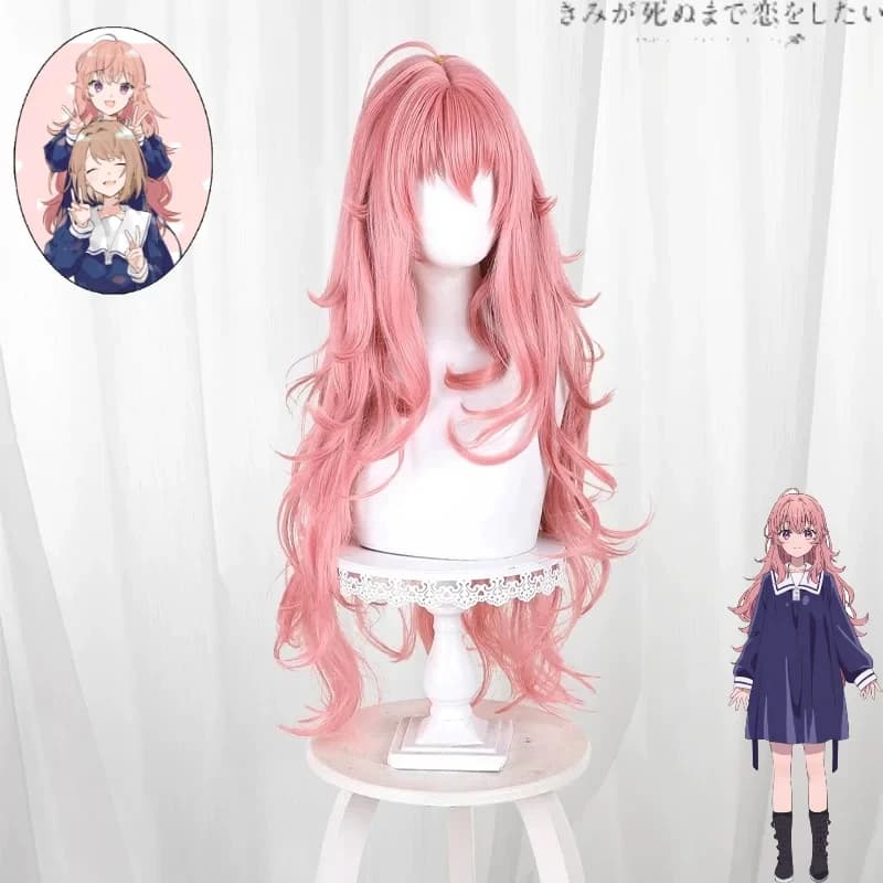 KKL3Mimi Kagari Totsuki Sheena Fall in Love Until You Die Cosplay Wig Pink Curly Middle Part Temperature Resistant with W k15[[