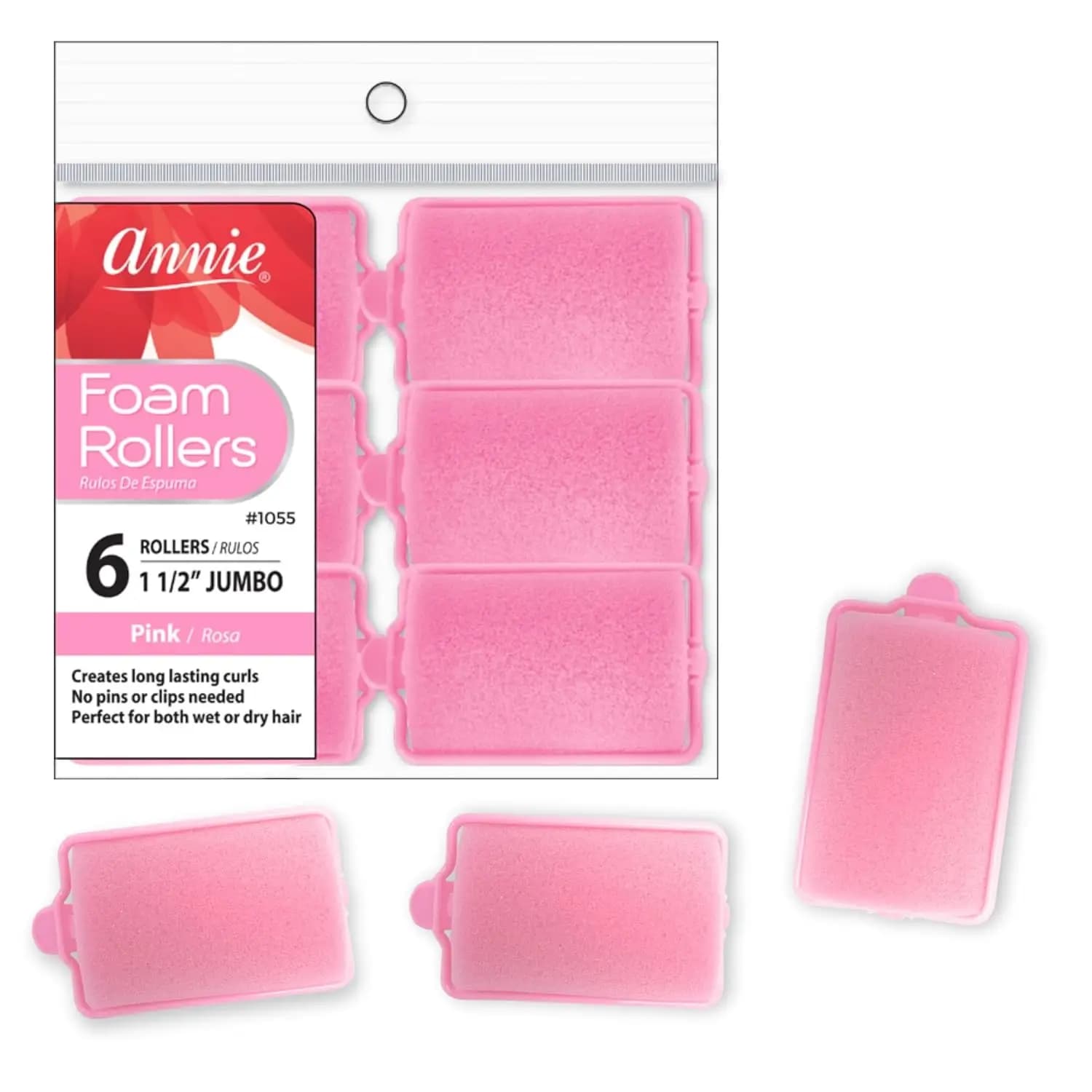 Bigodini in schiuma giganti, confezione da 6, rosa, morbidi in spugna per onde senza calore, senza forcine, per fissaggio notturno