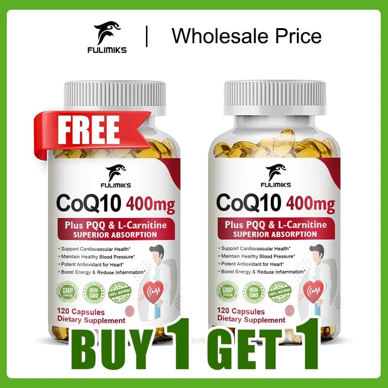 Acquista 1 e ricevi 1 gratis! Integratore di CoQ10 puro da 400 mg, assorbimento superiore per la salute del cuore, energia cellulare e difesa antiossidante