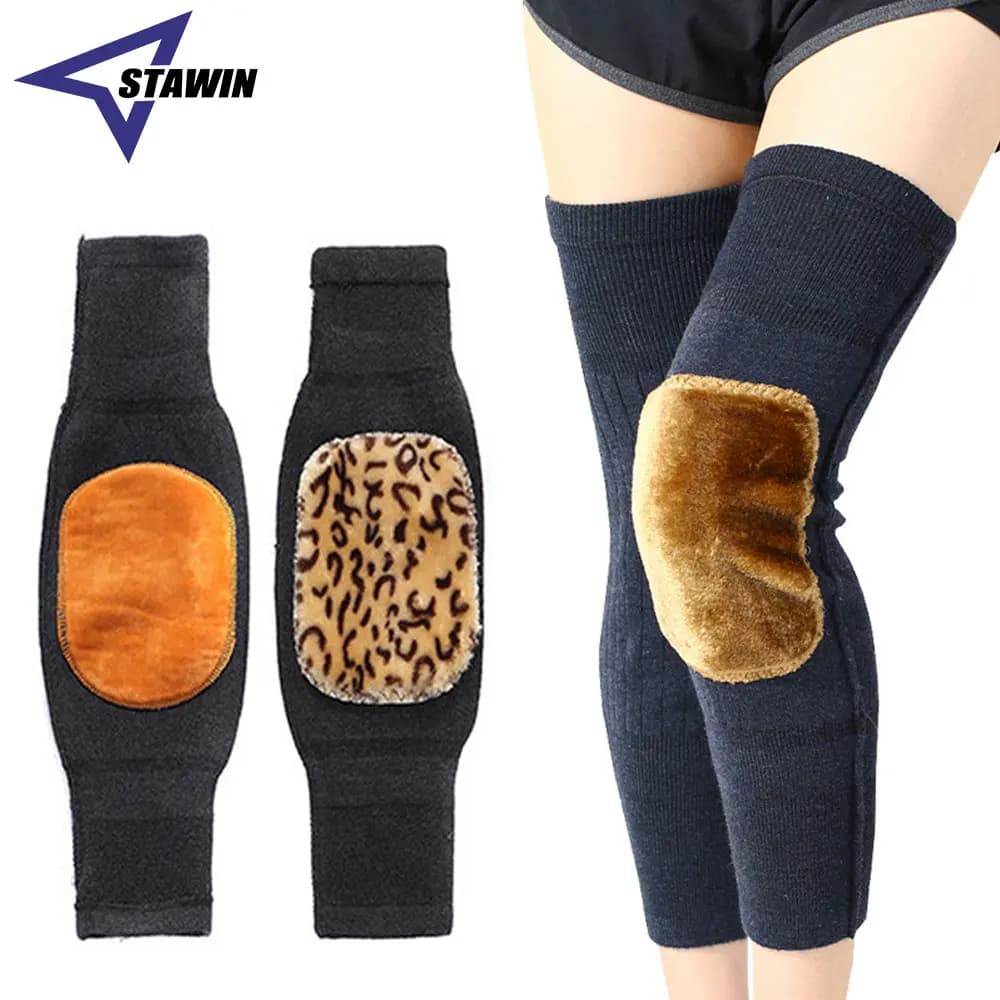 1 paio di ginocchiere invernali in Cashmere gamba termica scaldamuscoli manica Unisex ginocchiera in lana supporto per dolore articolare tendinite artrite