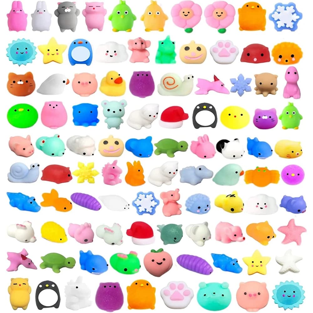 100 pieces Mochi Squishy Toy Kawai Mini Animals Squishies Antistress Toys for Kids Boys Girls Birthday Gifts
