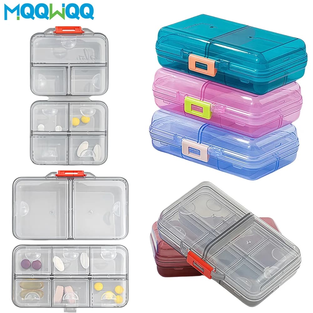 1 pcs portable travel pill holder with 7/8 compartments, weekly waterproof pill holder for daily vitamins and medicines