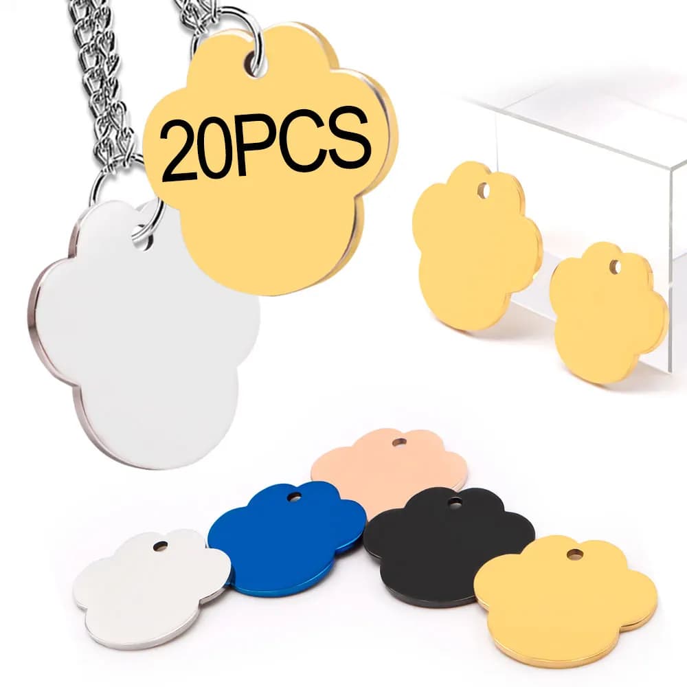 Wholesale 20PCS Personalized Pet Dog Tags Stainless Steel Blank Engravable Anti-Lost Collar Dog Name Tags Furniture Keychain