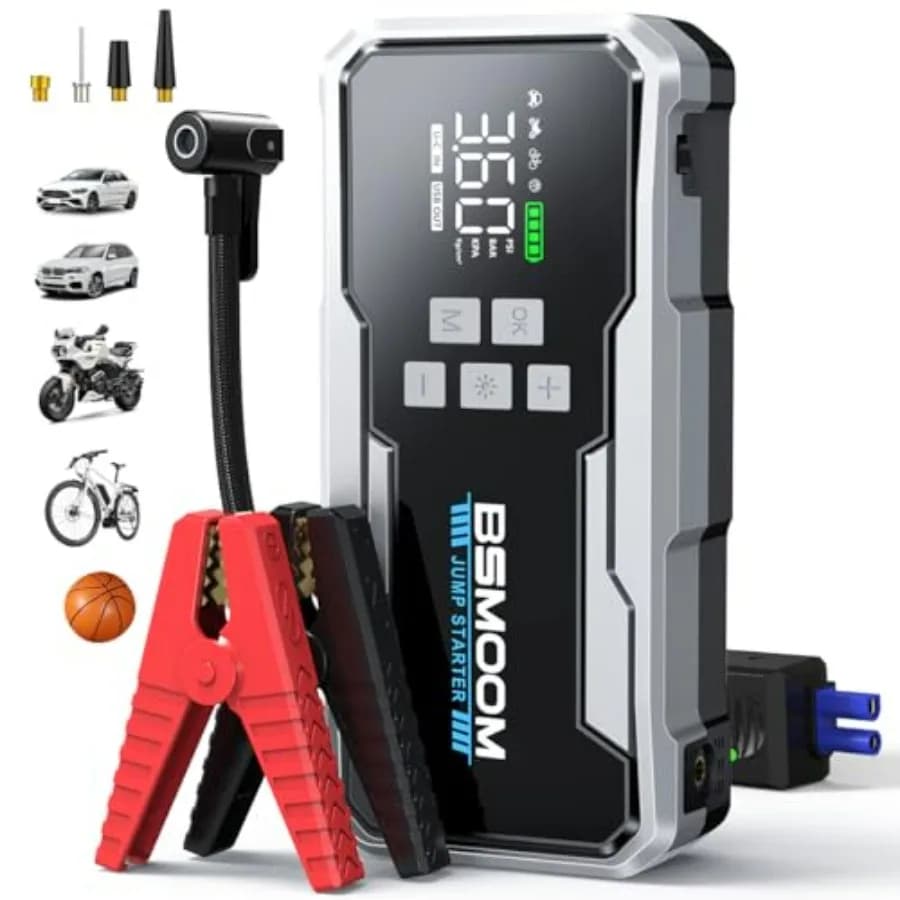 Avviatore di Emergenza 8000A con Compressore d'Aria, 26800mAh 160PSI, Batteria Portatile per Tutti i Veicoli a Benzina 12L e Diesel 3.4L