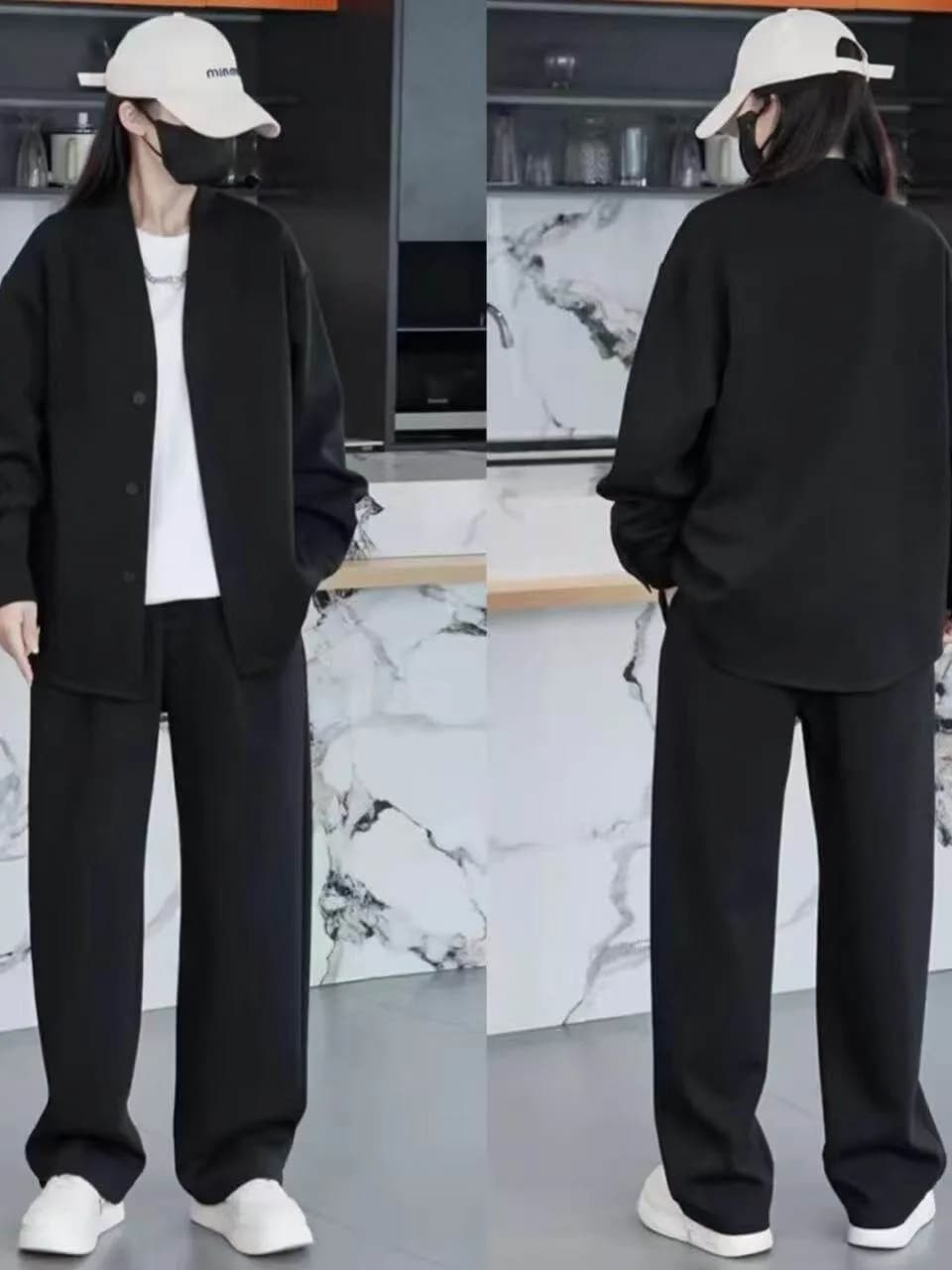 Completo Sportivo Casual da Uomo 2026 Nuovo Set Due Pezzi Tinta Unita con Giacca a Maniche Lunghe e Pantaloni - Design Semplice e Sensazione Premium