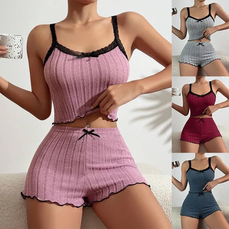 Women's Pajamas Sleepwear for Sleeping Sets Home Clothes Fashion Casual Home Wear Bow Tie Blazer Shorts Set