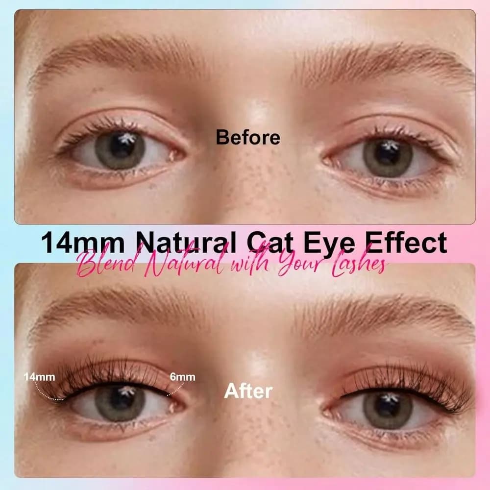 Ciglia Finte Autoadesive Preincollate Effetto Naturale Senza Colla, Stile Cat Eye, Ciglia Finte Effetto Naturale C-Curl 8-11MM, Extension Ciglia Naturali