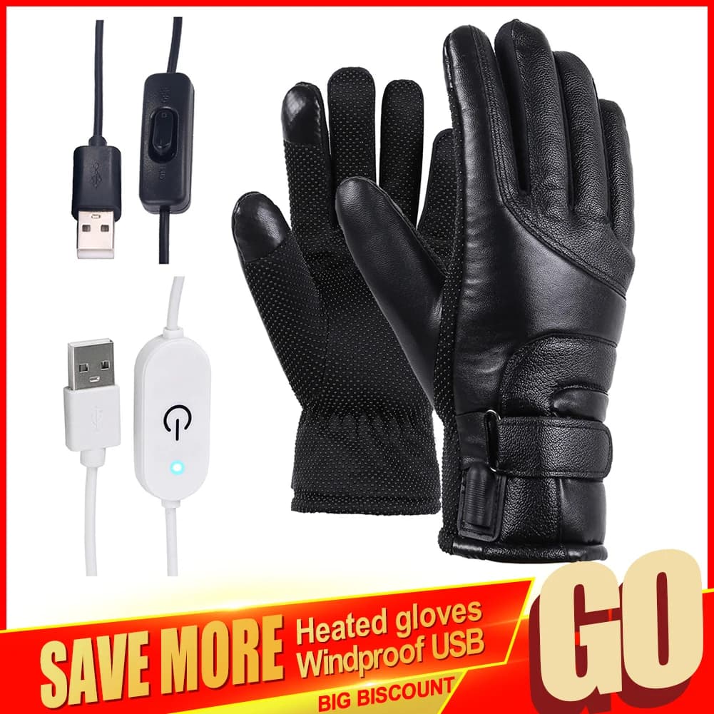 Guanti riscaldati elettrici per moto guanti da riscaldamento caldi da sci antivento impermeabili da ciclismo alimentati tramite USB per uomo donna
