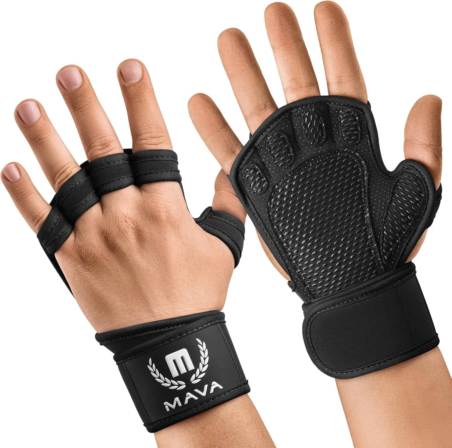 MAVA Open Gym Gloves for Men & Women; Padded Weight Lifting Gloves with Wrist Support for Comfort, Protection; Strong-Grip Finge