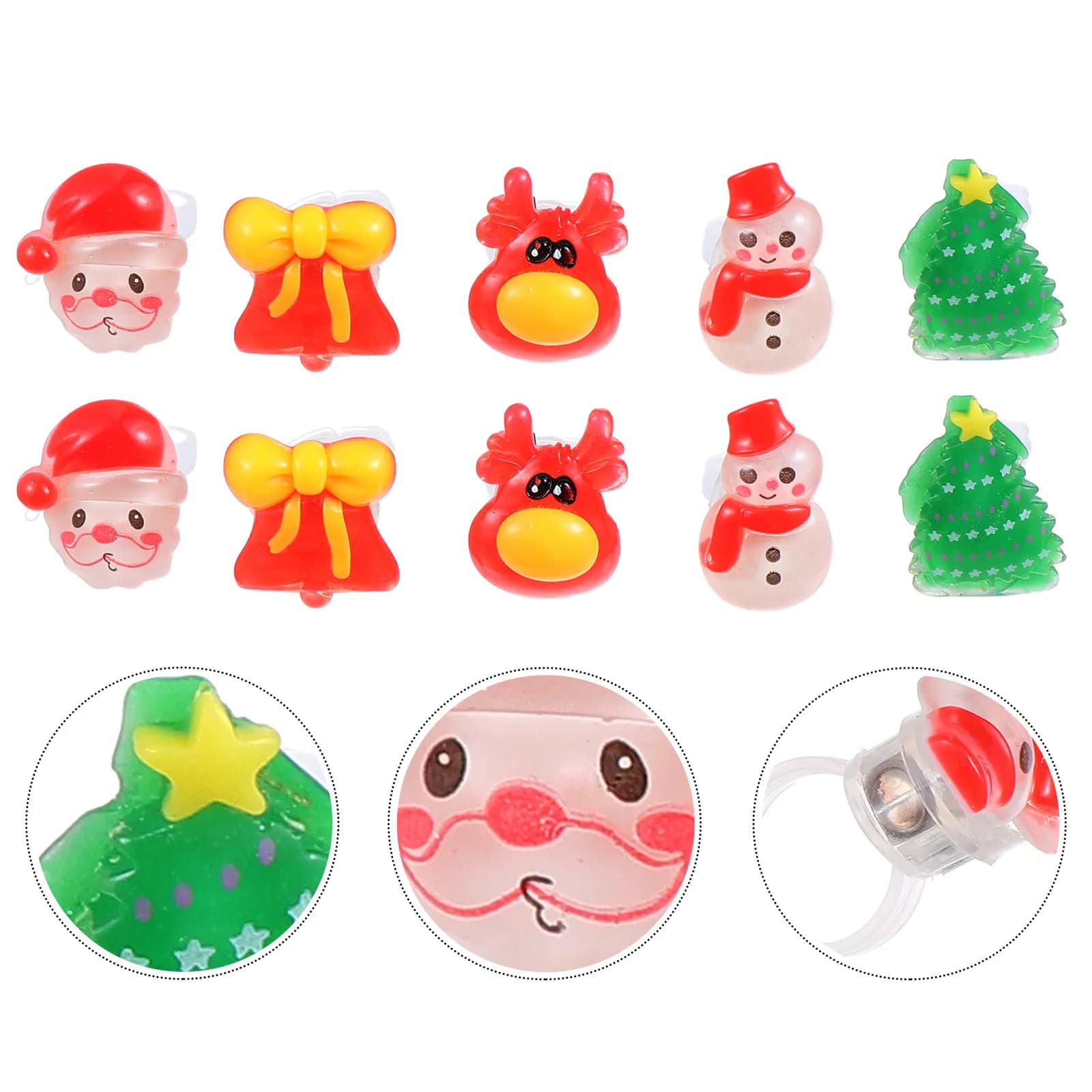 10 anelli natalizi luminosi, anelli luminosi per bambini, regalo per le vacanze, gioielli luminosi, accessori per giochi di ruolo