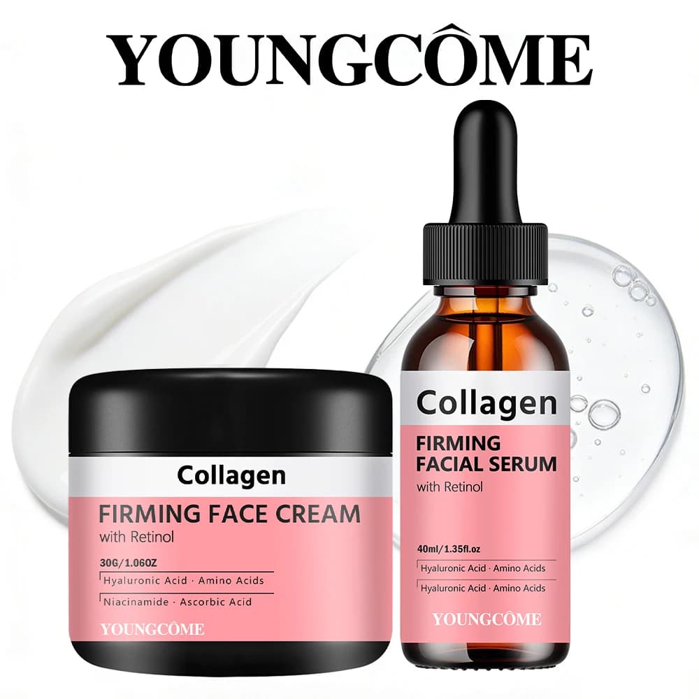 Collagen Face Cream Serum Set with Retinol Hyaluronic Acid Niacinamide Amino Acids Vitamin C Moisturizing Skin Care Kit