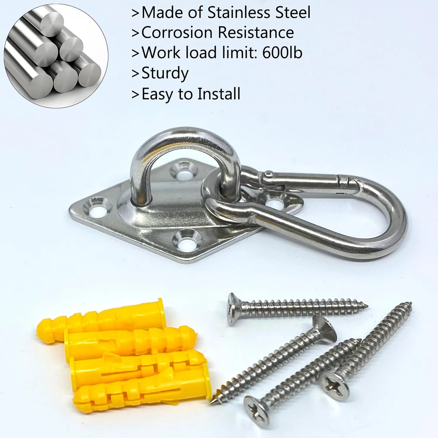 Reinforced Eyelet Plates Kit with Wheel Hook for Terraces, Sun Veils, Suspension Rings for Movement, Fixing Accessories M5M6M8